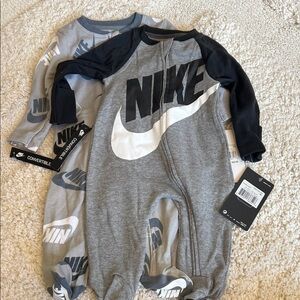 Nike bundle Gray & Black Baby Footed One-Pieces with White Swoosh